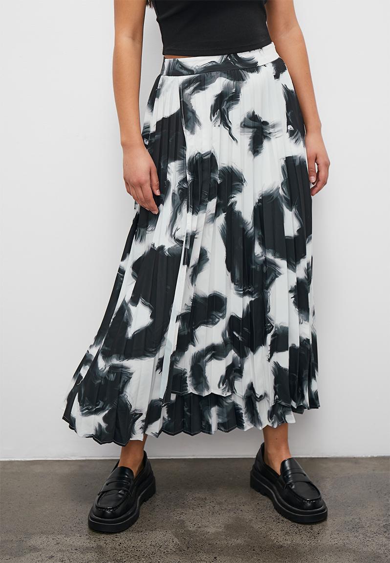 Aysm pleated skirt - mono watercolour animal