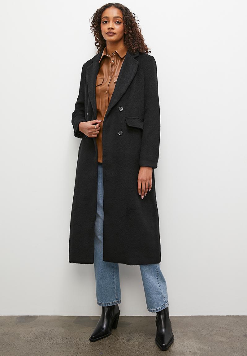 Double breasted fuzzy coat - black Superbalist Coats | Superbalist.com