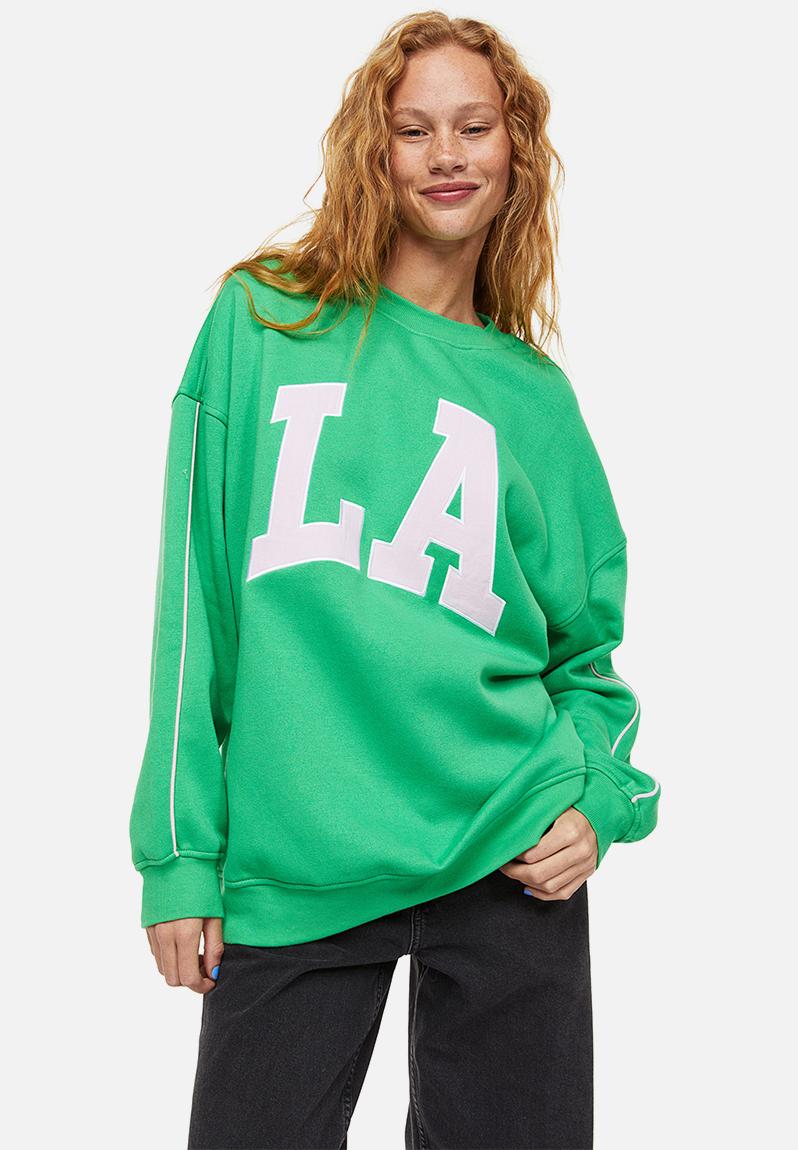 Oversized motif-detail sweatshirt - green/la - 1121853001 H&M Hoodies ...
