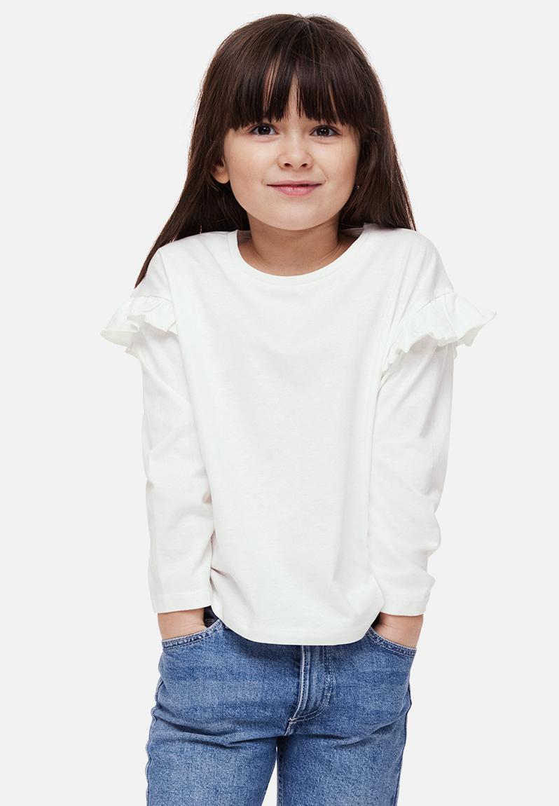 Long-sleeved cotton top - white - 1086466011 H&M Tops | Superbalist.com