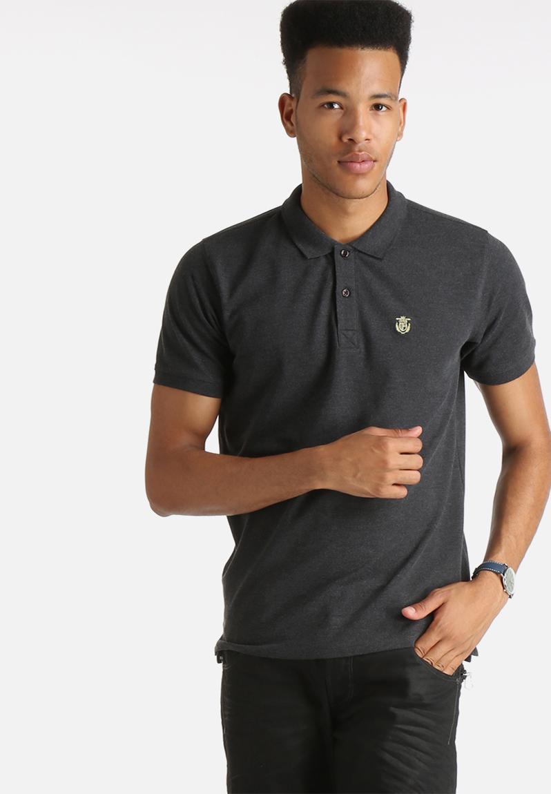 Embroidery Polo Shirt - Dark Grey Melange Selected Homme T-Shirts ...