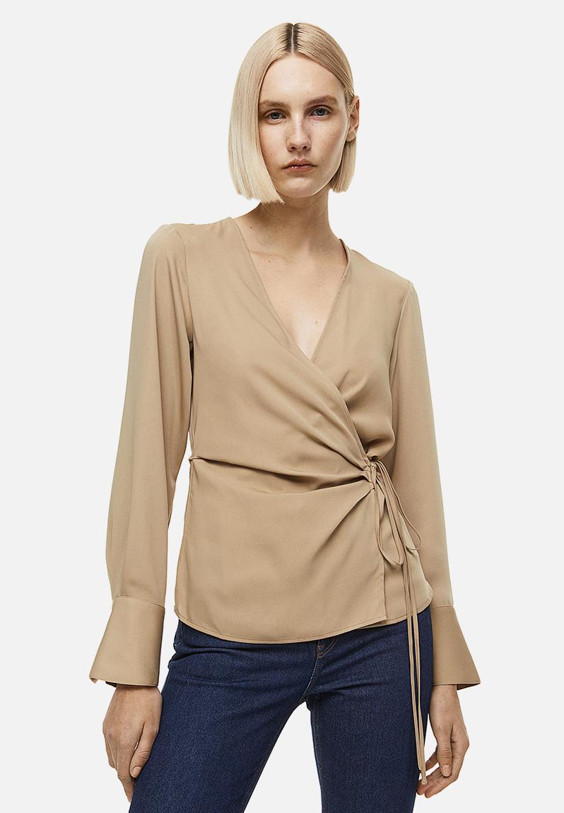 Wrap blouse - beige - 1139294003 H&M Blouses | Superbalist.com