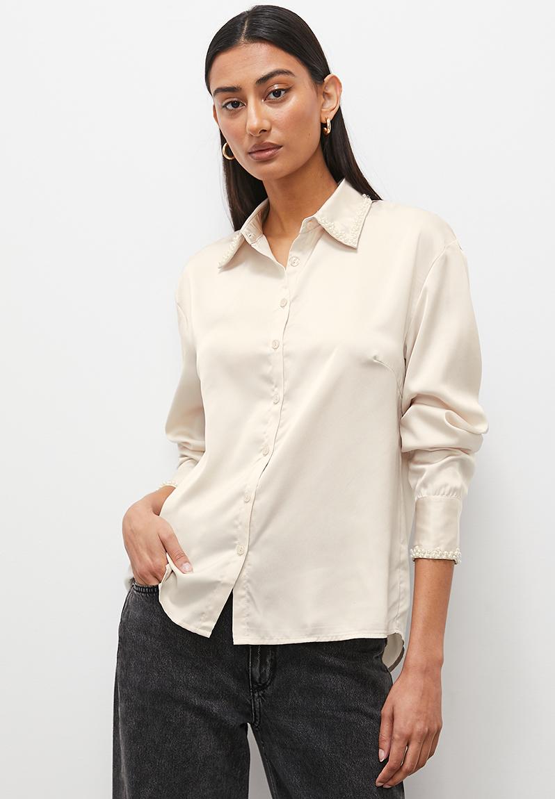 Embellished satin shirt - ecru1 Superbalist Shirts | Superbalist.com