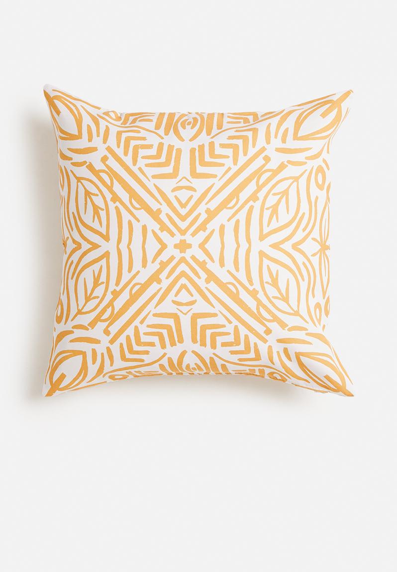 Line work cushion cover - yellow Fabric Bank Cushions & Throws ...