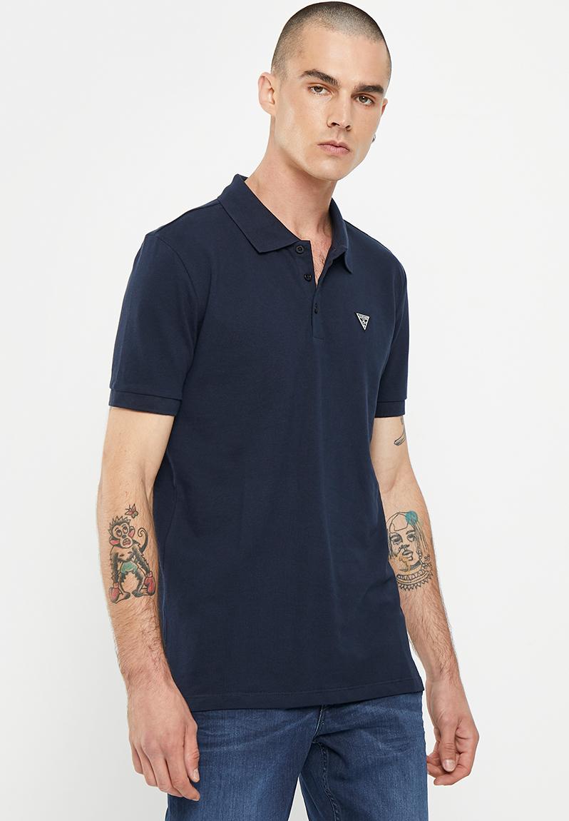 Short sleeve guess classic golfer- new navy GUESS T-Shirts & Vests ...