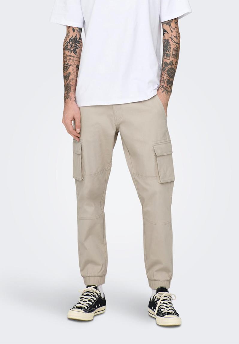 ONLY & SONS Pantaloni Cargo Stile Stage – Grigio Glacier, Taglio Cargo Cuff Life 6687 Noos, 28W X 32L