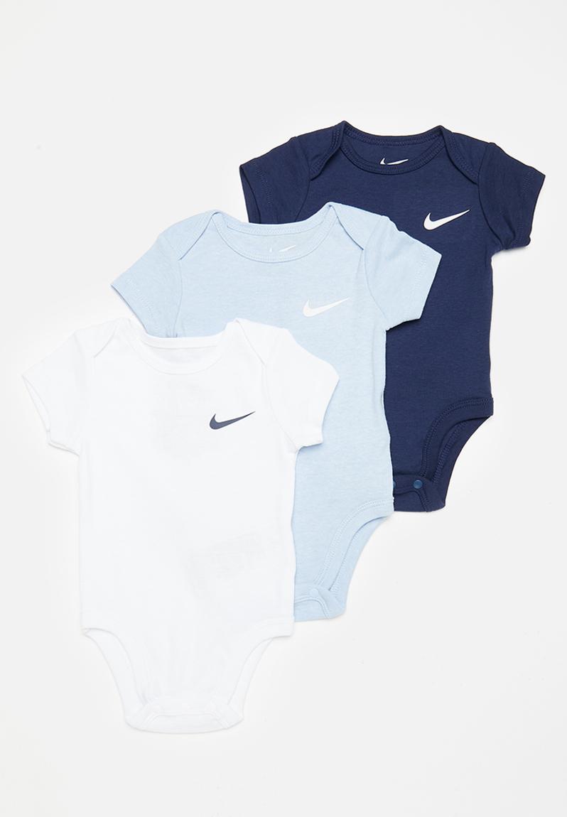 Nkn mini me 3 pack bodysuit - midnight navy Nike Babygrows & Sleepsuits ...