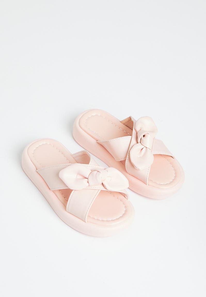Girls crossover with ribbon detail sandals - pink