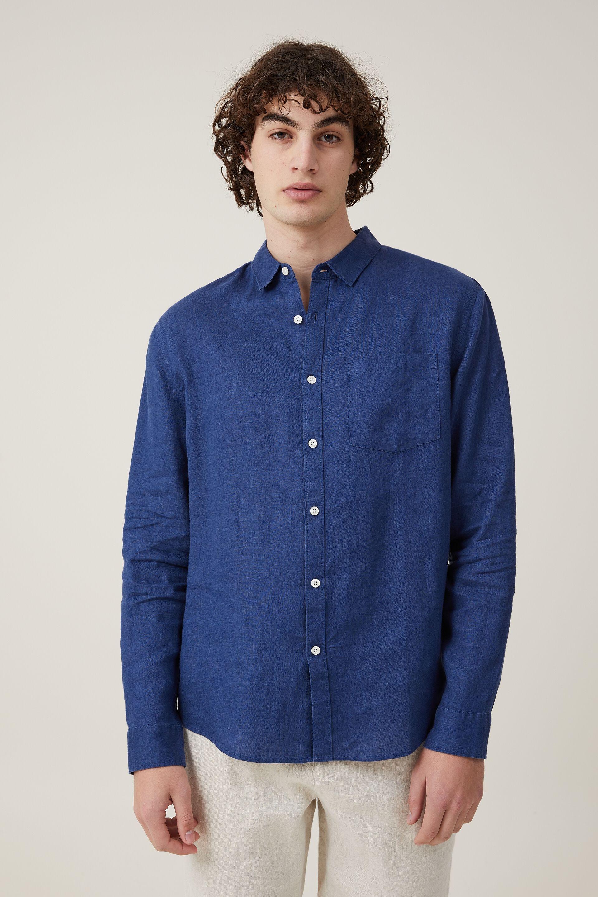 The Linen-Cotton Shirt Navy main image 1