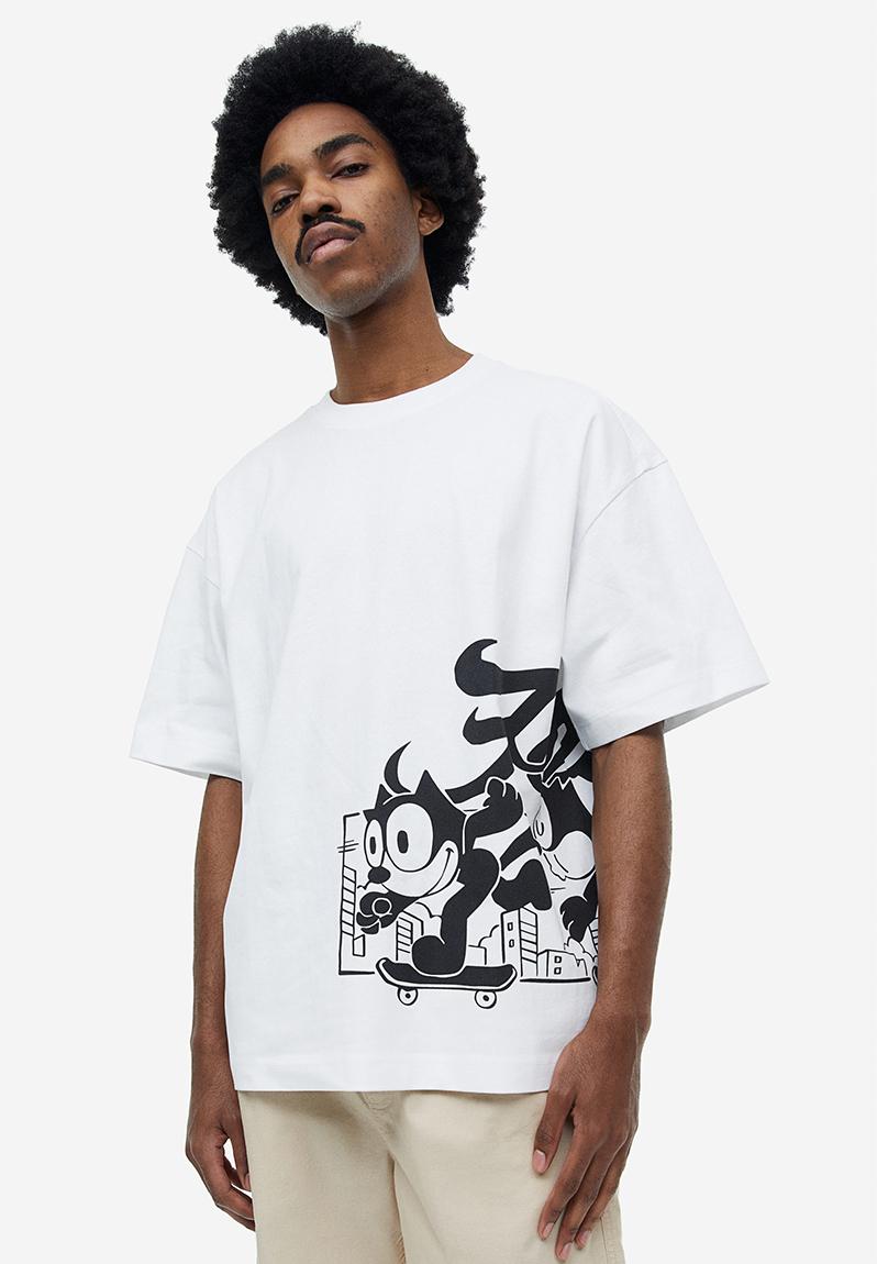 Oversized fit t-shirt - white/felix the cat - 1159823002 H&M T-Shirts ...