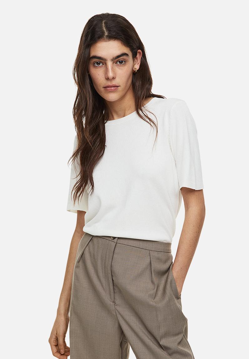 Fine-knit top - white H&M T-Shirts, Vests & Camis | Superbalist.com