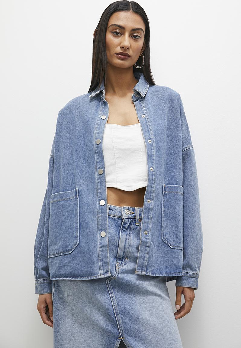 Denim overshirt - mid blue. Superbalist Jackets | Superbalist.com