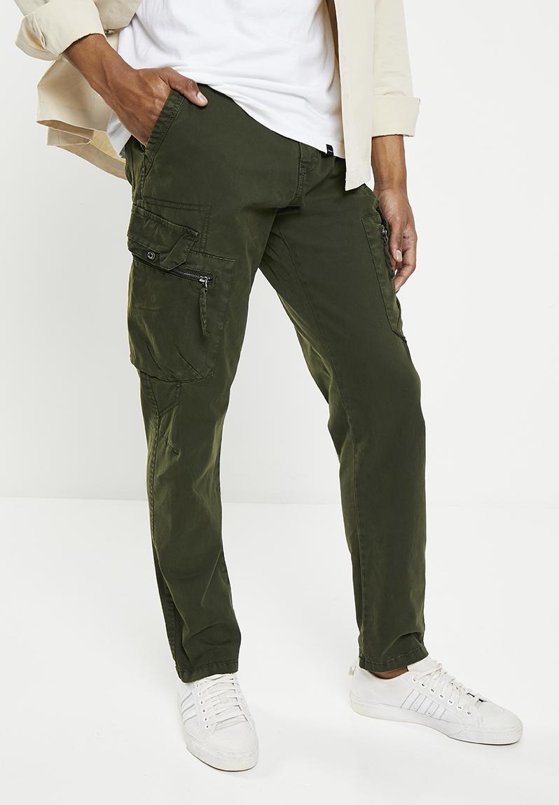 Peached finished Cargo utility pants - Khaki basicthread Pants & Chinos ...