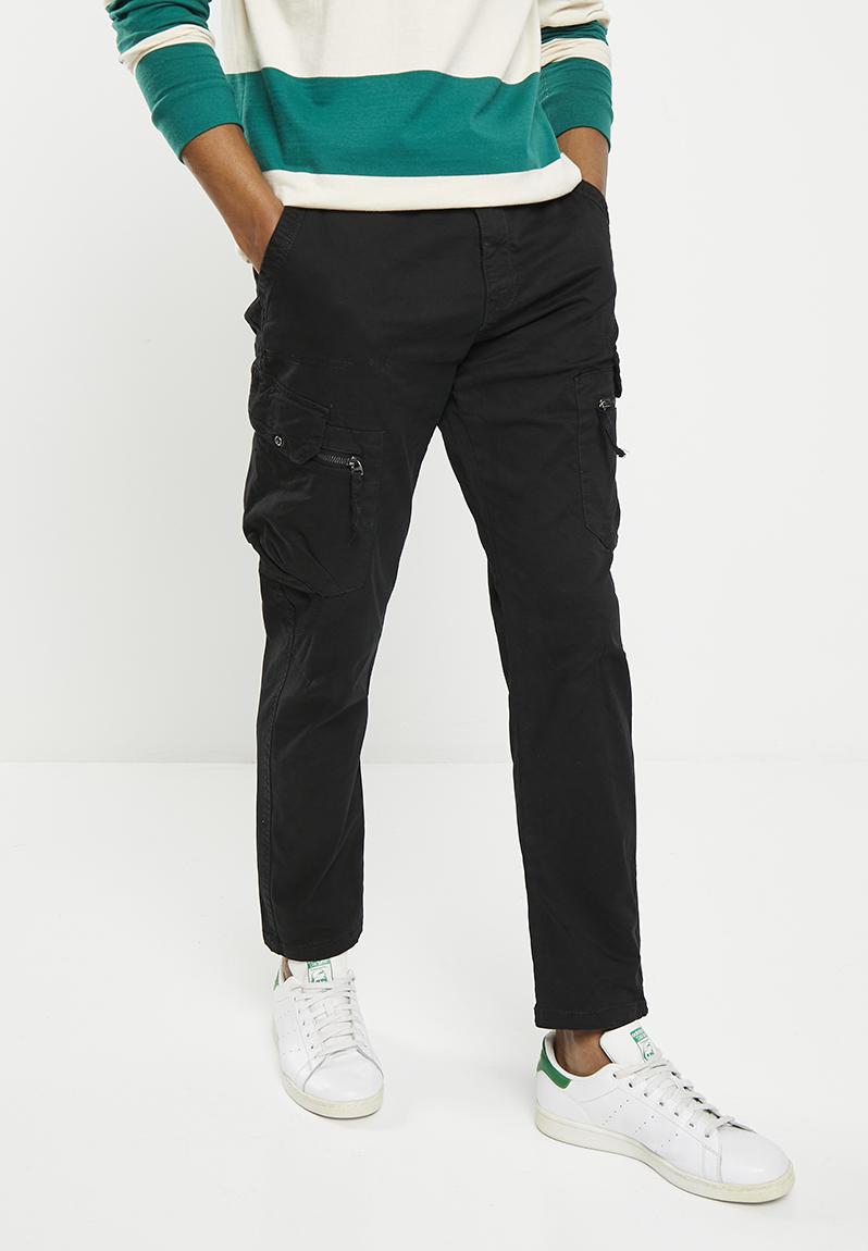 Peached finished Cargo utility pants - black basicthread Pants & Chinos ...