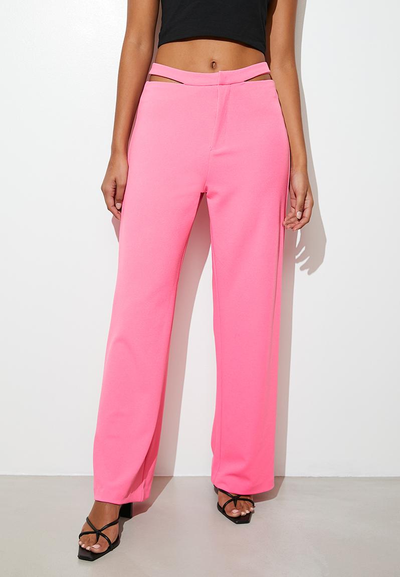 Waist cutout wide leg - bubble gum pink VELVET Trousers | Superbalist.com