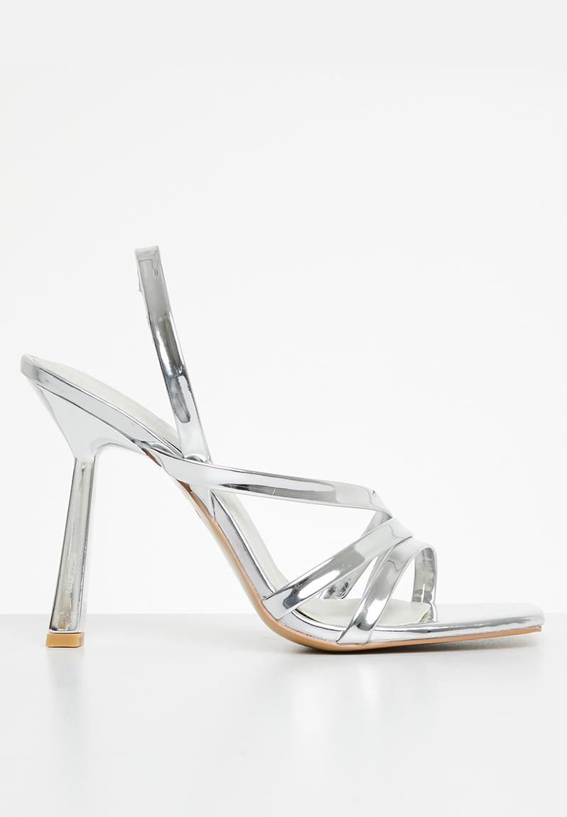 Roxie barely there stiletto heel - silver metallic Public Desire Heels ...
