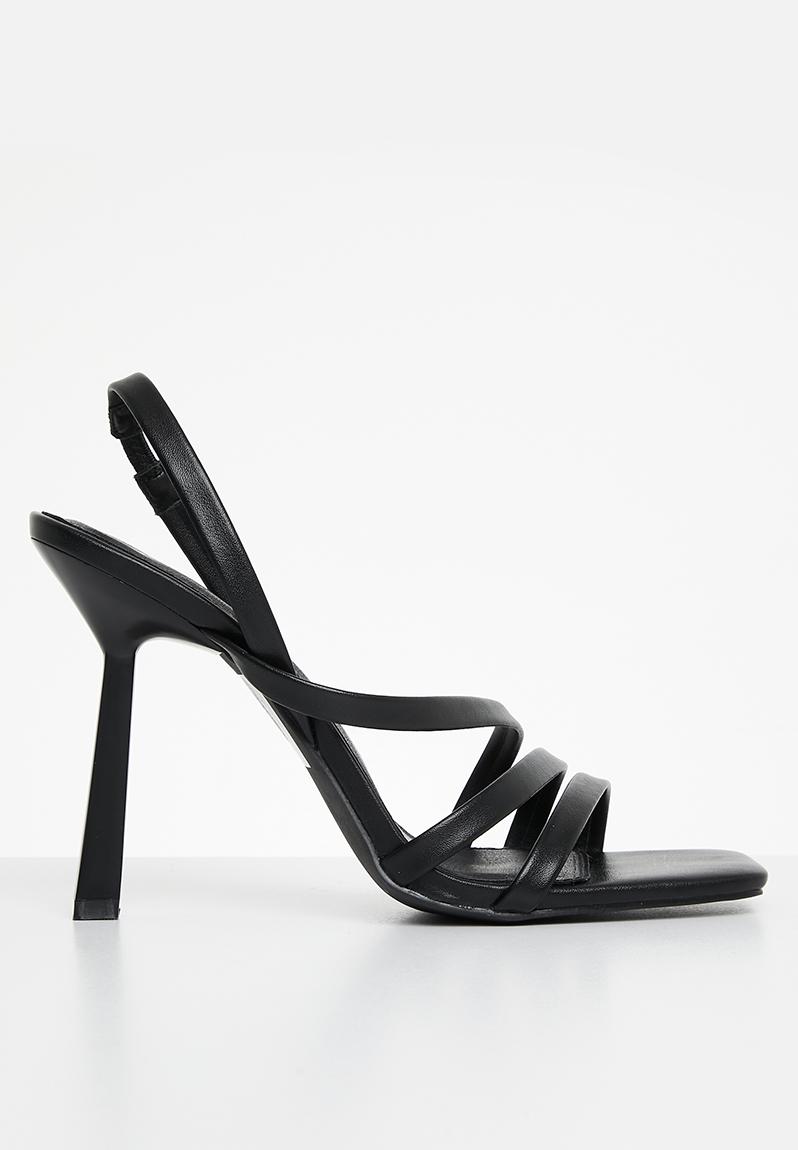 Roxie barely there stiletto heel - black pu Public Desire Heels ...