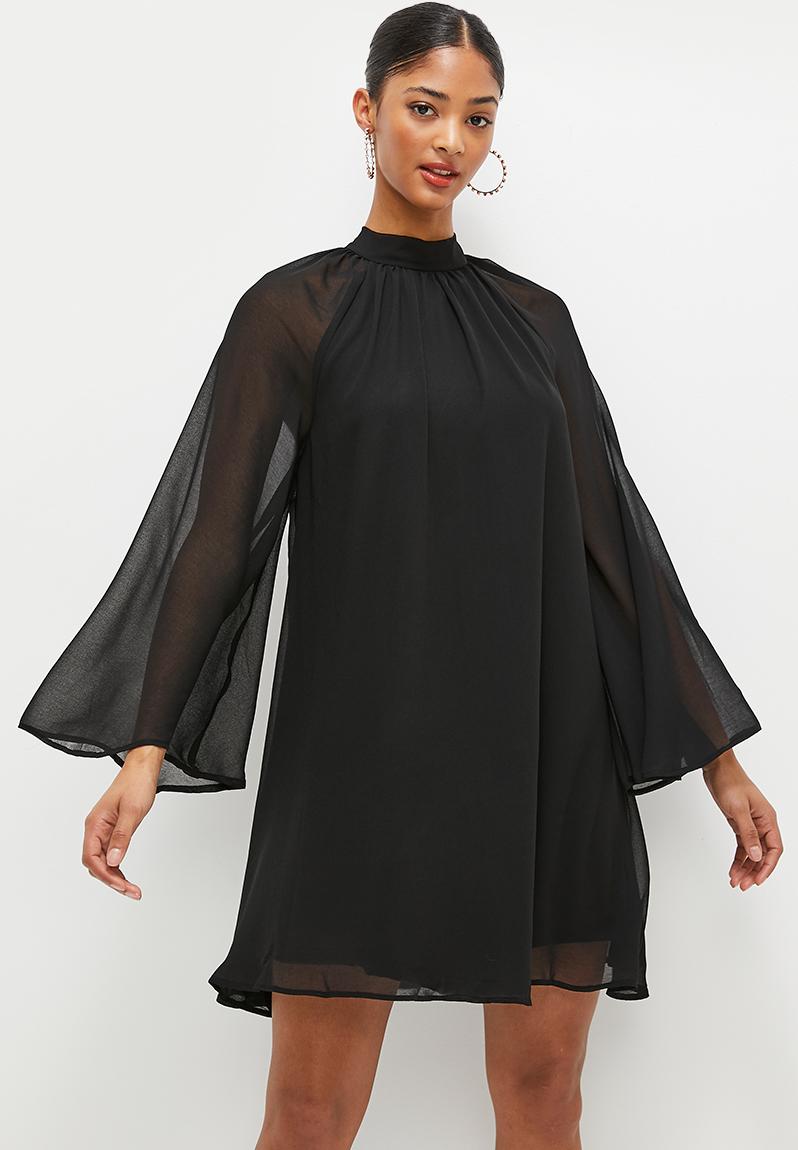 trapeze chiffon mini - black