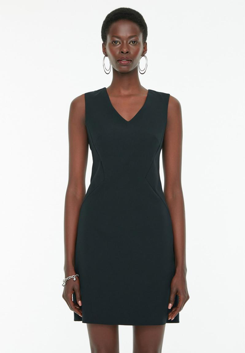 1210042 Orange V-Neck Shift Dress
