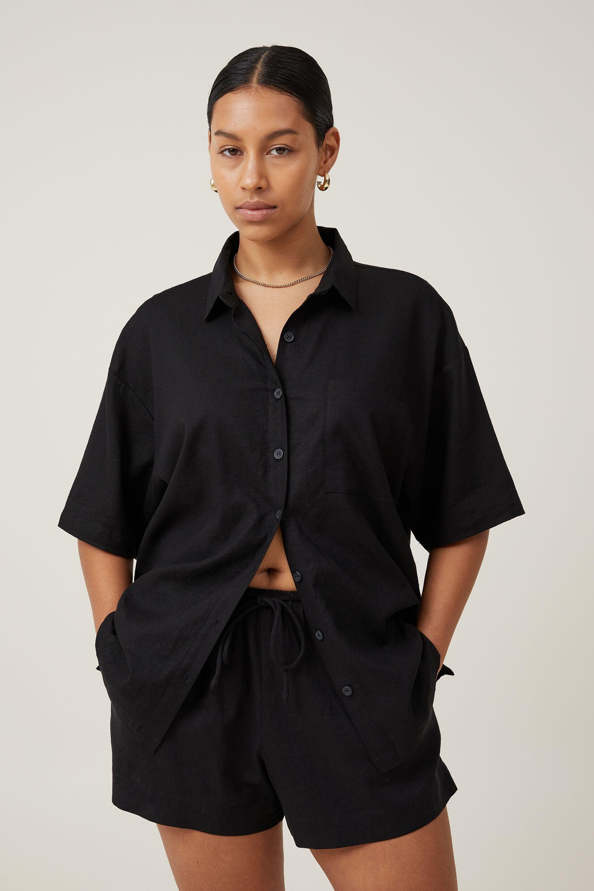 Cotton Canvas Babe Short in Black