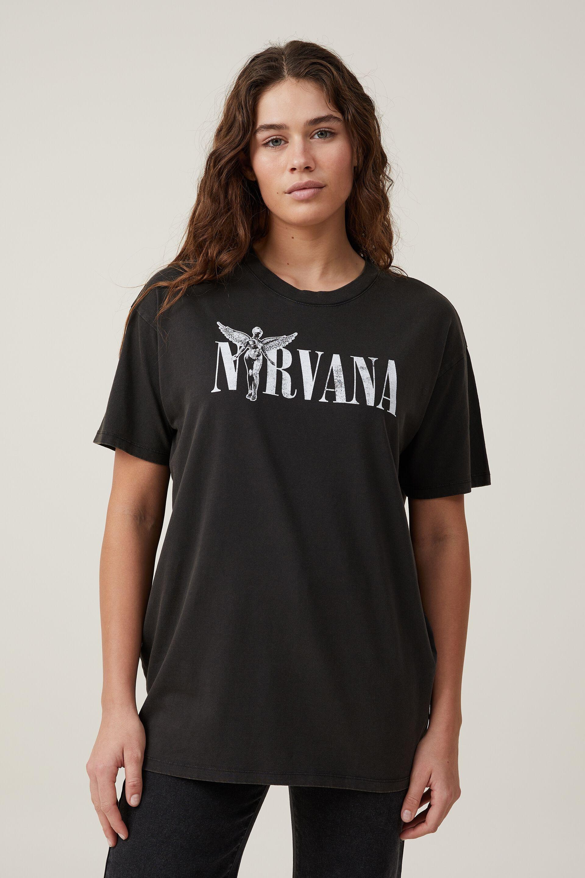 The oversized nirvana tee - lcn mt nirvana angel/washed black Cotton On ...