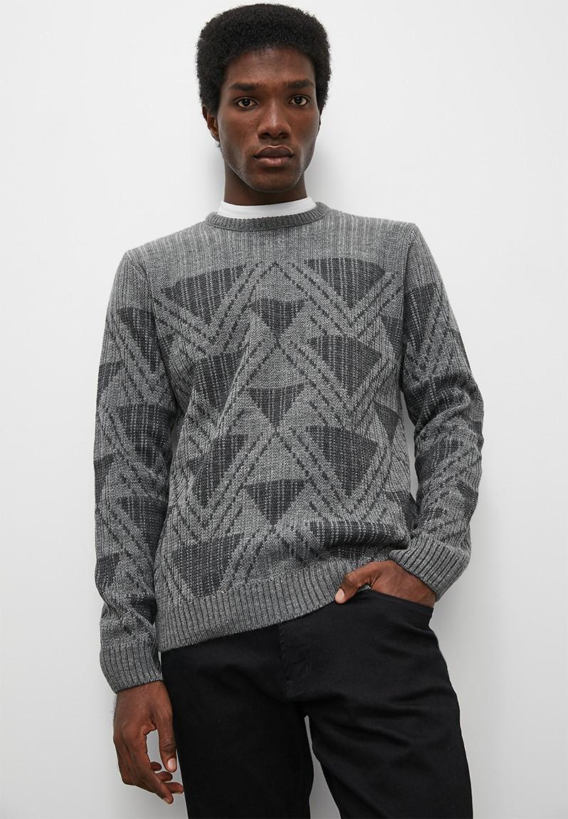 Regular fit fairisle pattern roll neck - charcoal/grey (1) Superbalist ...