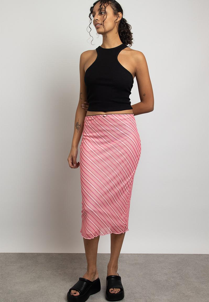 Stripe mesh midi skirt - pink Daisy Street Skirts | Superbalist.com