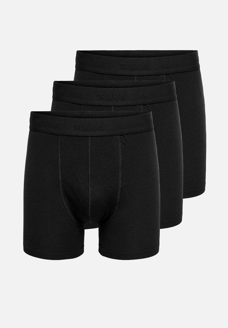 Onsfitz bamboo trunk embossed logo 3 pack - black Only & Sons Underwear ...