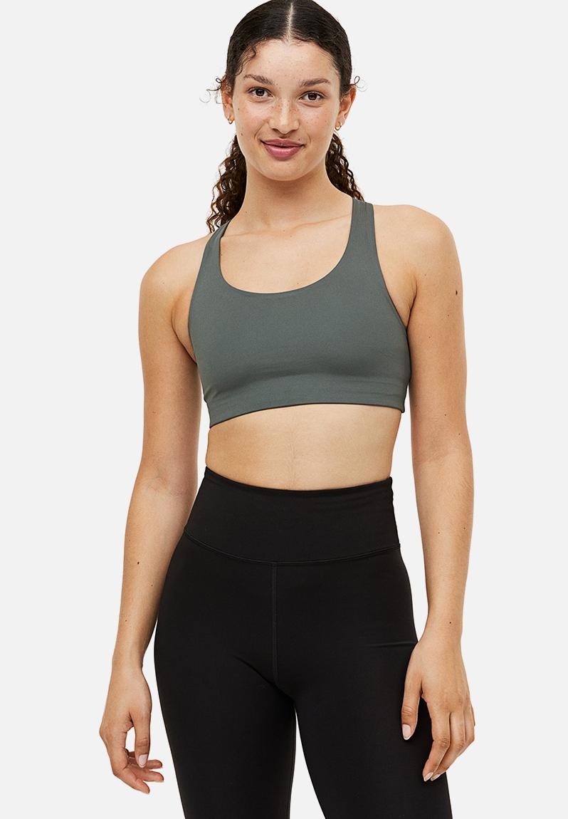 Drymove™ medium support sports bra dark khaki green H&M Sports Bras