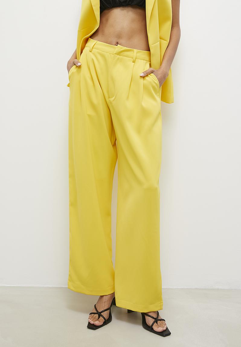 Yellow Plaid Straight Leg High Waisted Trousers main image 1