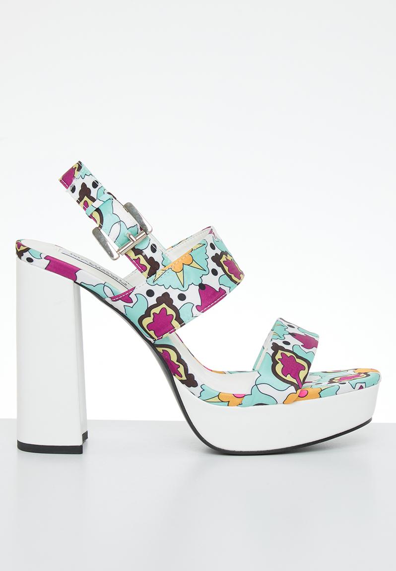 Aurora platform blockheel sandal - white multi Madison® Heels ...