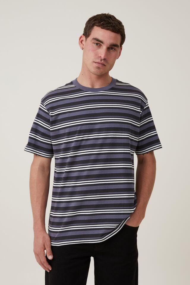 Loose fit stripe t-shirt - washed black triple stripe Cotton On T ...