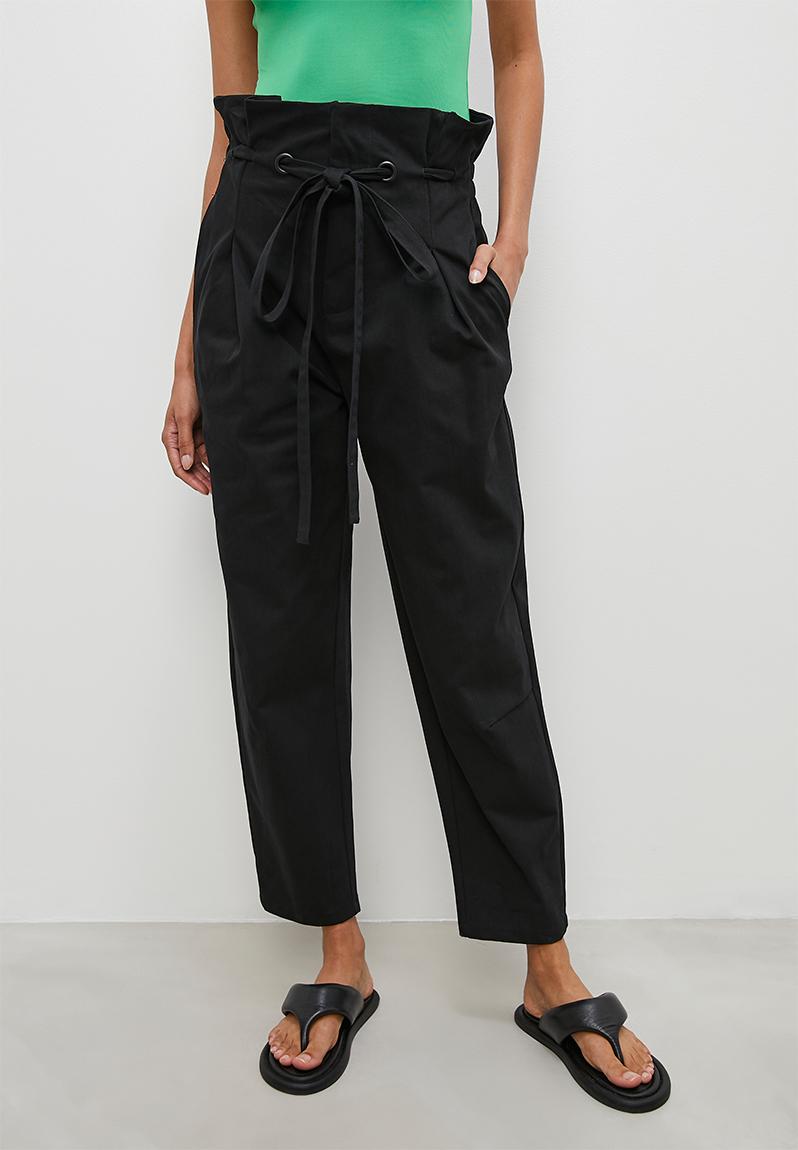 Paperbag tapered trouser - black Superbalist Trousers | Superbalist.com