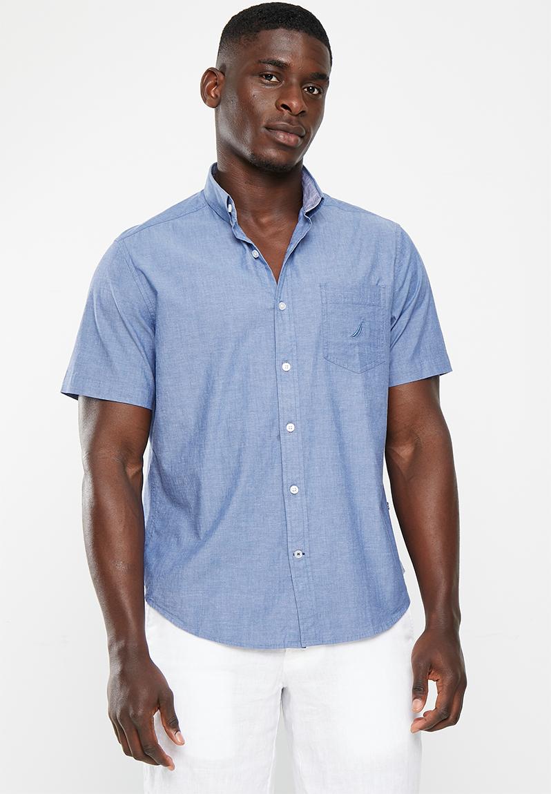 Nautica classic short sleeve anchor shirt - mid blue Nautica Formal ...