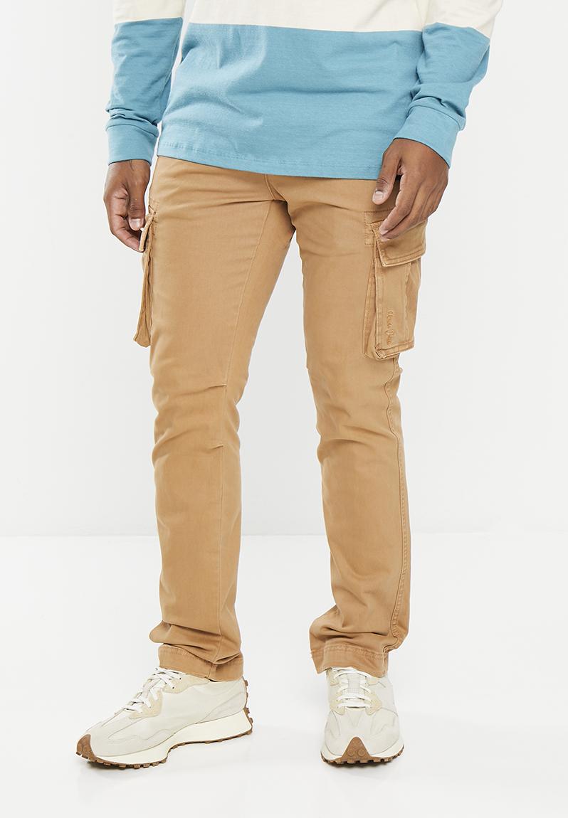 Mens Aca Joe Pigment Dyed Canvas Cargo Pants - Sand Aca Joe Pants ...