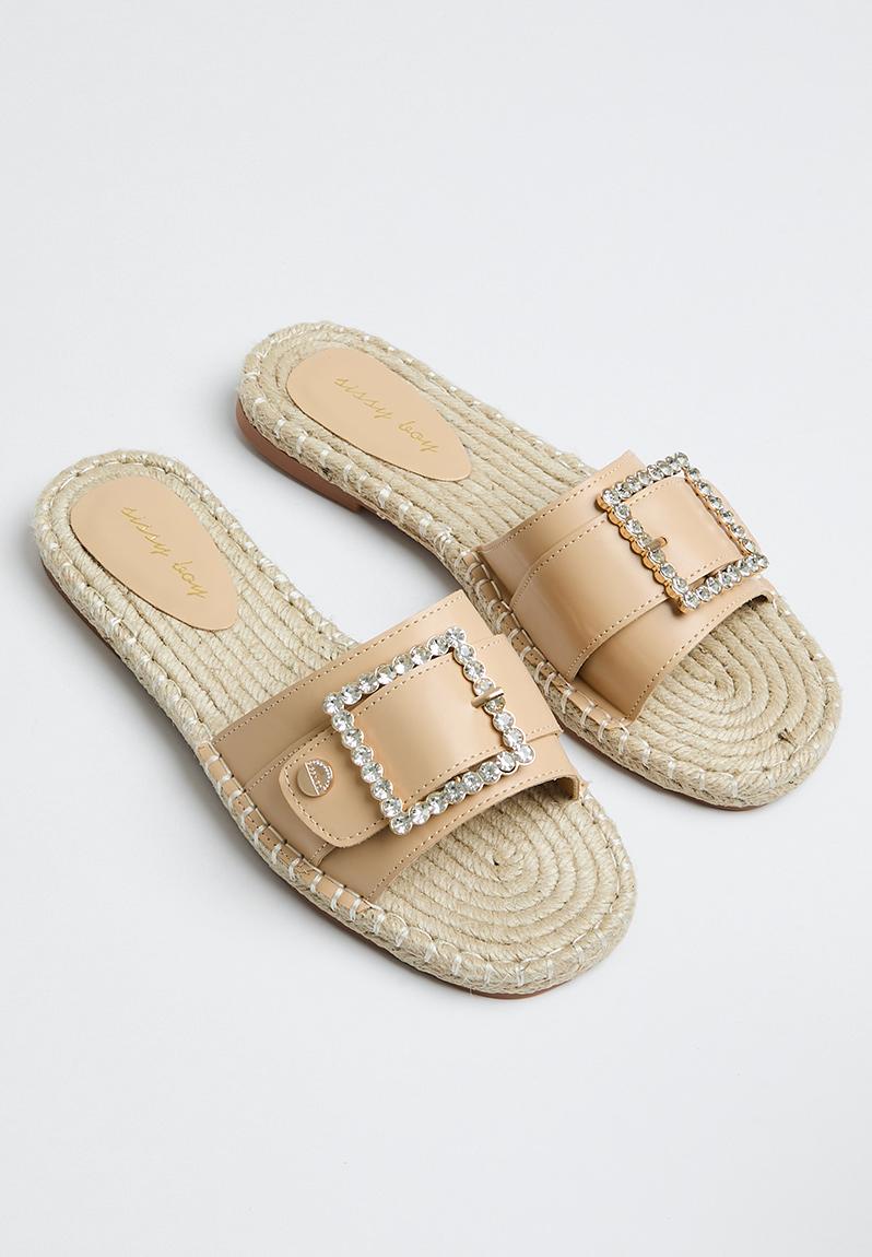 Flat espadrille with bling buckle - neutral SISSY BOY Sandals & Flip ...