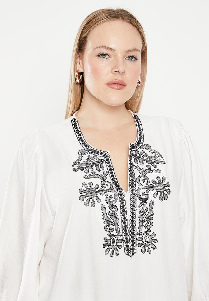 Plus embroidered tunic top - white Me&B Tops | Superbalist.com