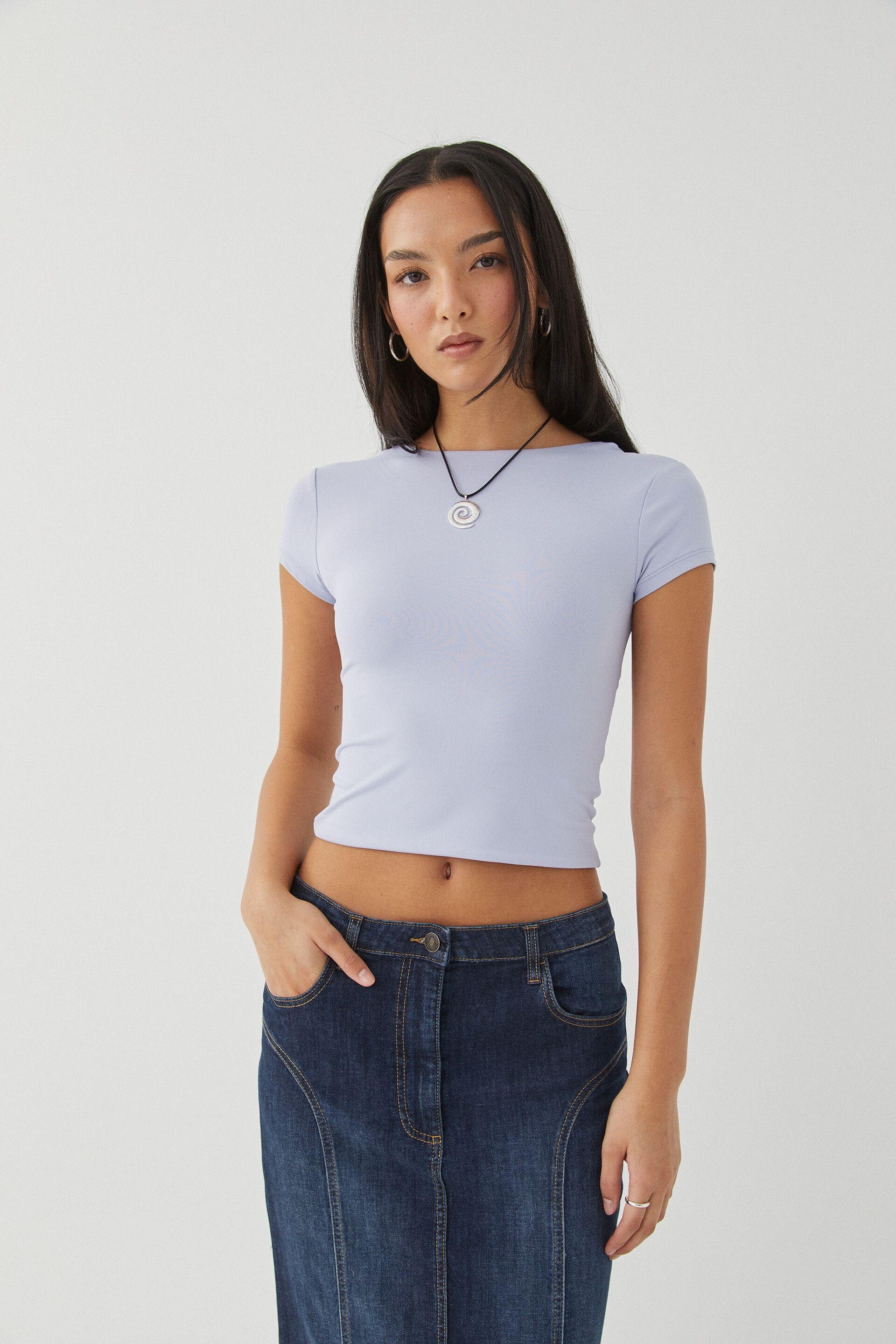 Luxe short sleeve backless tee - blue lilac Supré T-Shirts, Vests ...