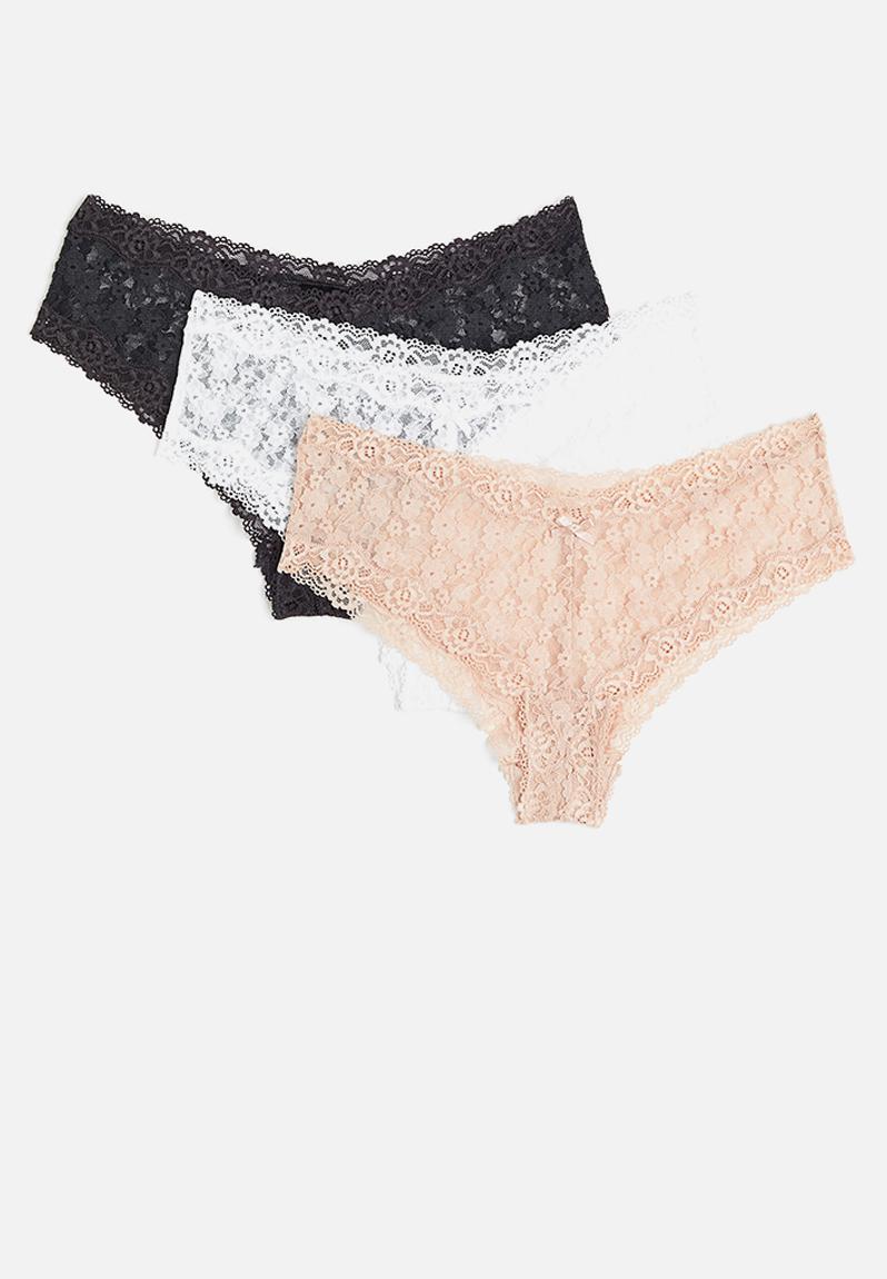 3-pack lace hipster briefs - beige/black/white H&M Panties ...