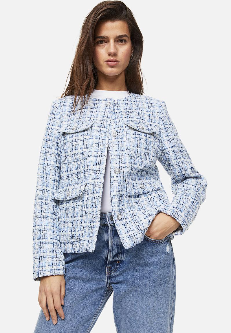 Textured-weave jacket - light blue/checked - 1145920002 H&M Jackets ...