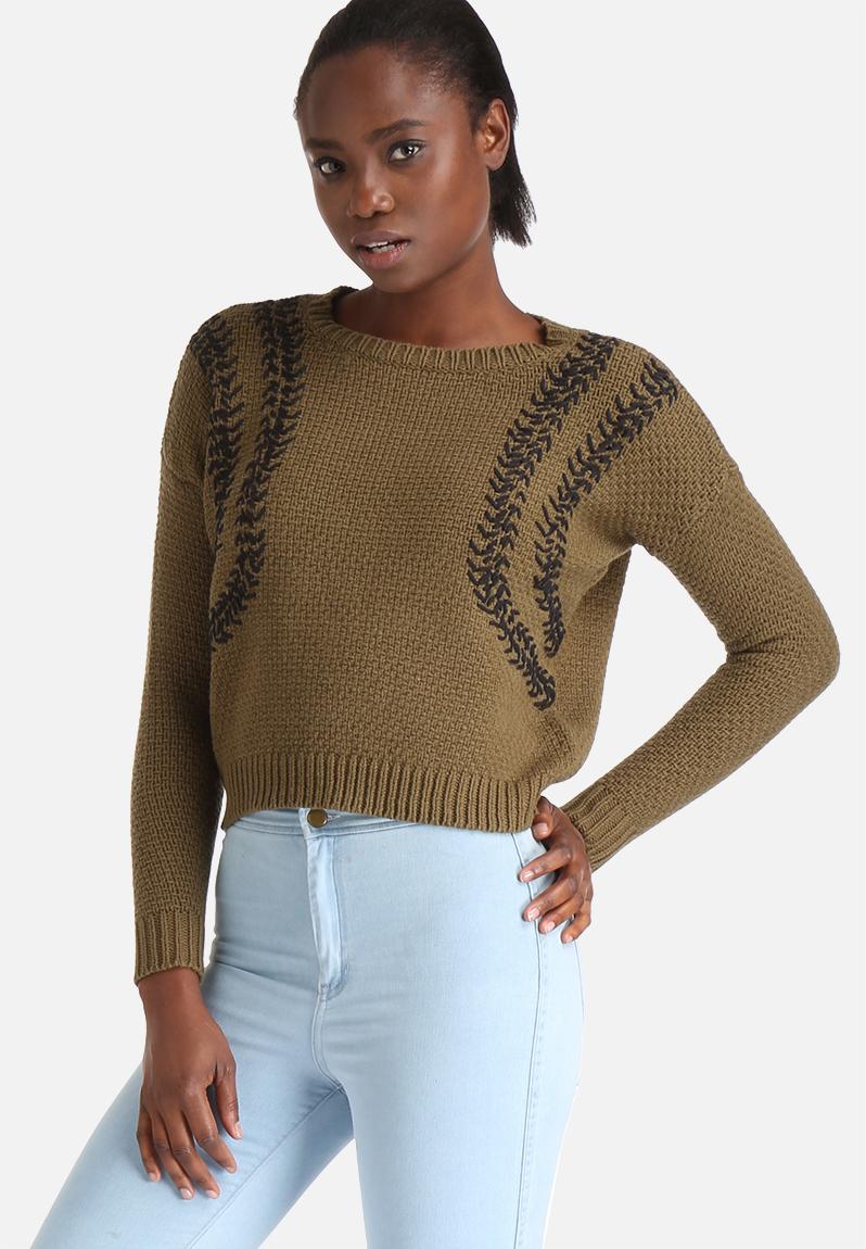 Dina Top Stitch Sweater - Dark Olive Y.A.S Knitwear | Superbalist.com