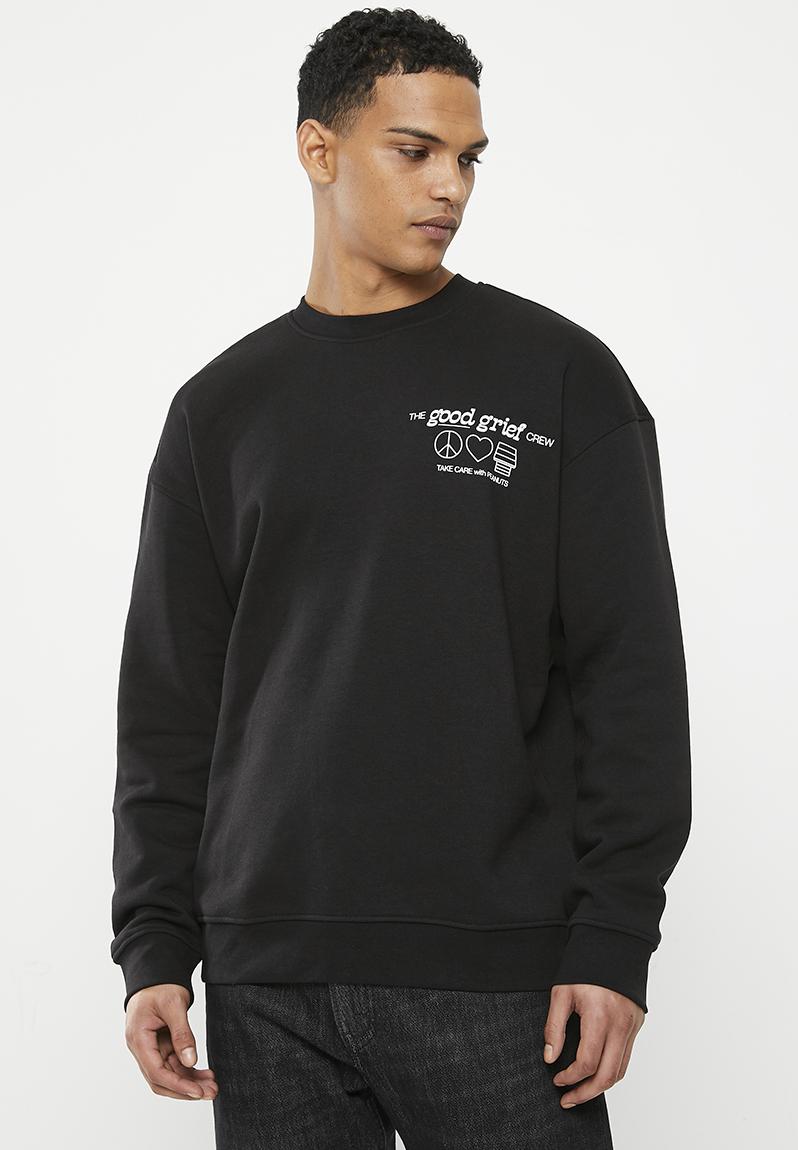 Onspeanuts rlx crew neck sweat - black Only & Sons Hoodies & Sweats ...