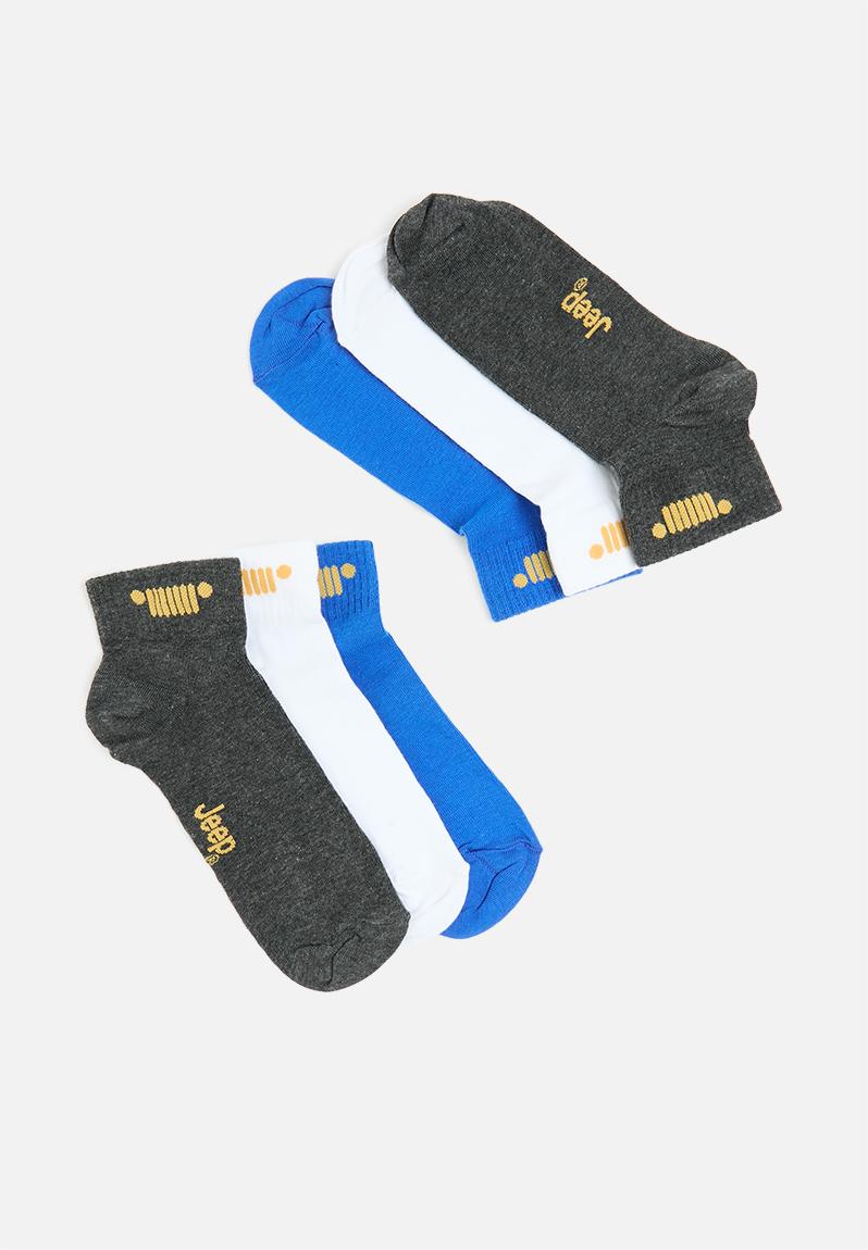 3 pack fun socks - ankle - blue, charcoal, white JEEP Socks ...