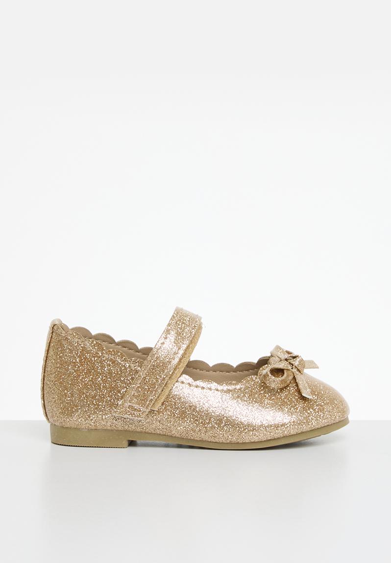 Peacock baby girl ballerina pump - gold glitter i0 Pierre Cardin Shoes ...