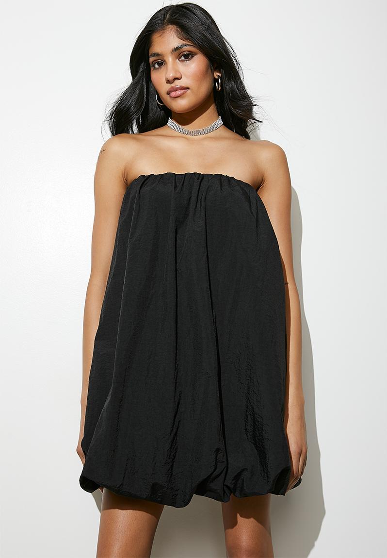Black & Green Casual Bubble Mini Dress