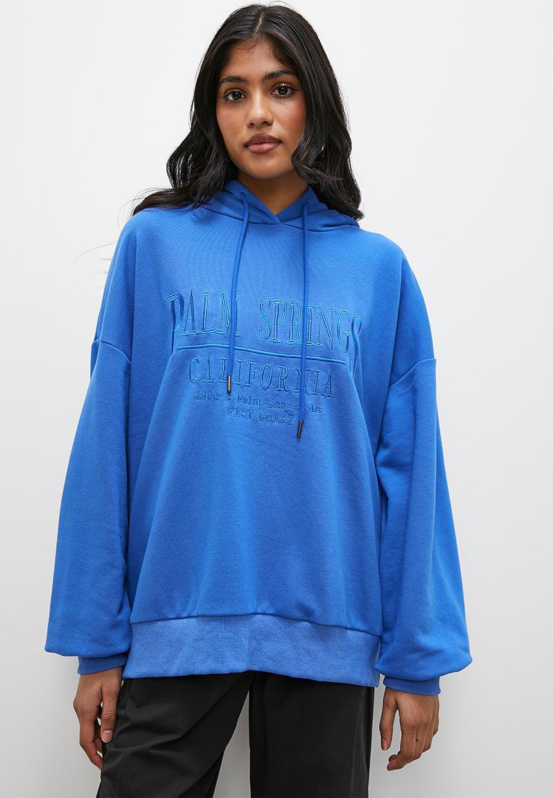 Slouch hood with embroidery - cobalt blue Superbalist Hoodies & Sweats ...