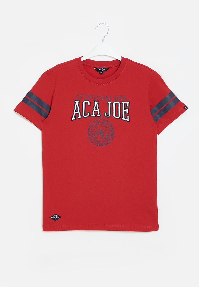 Baseball printed tee - red Aca Joe Tops | Superbalist.com