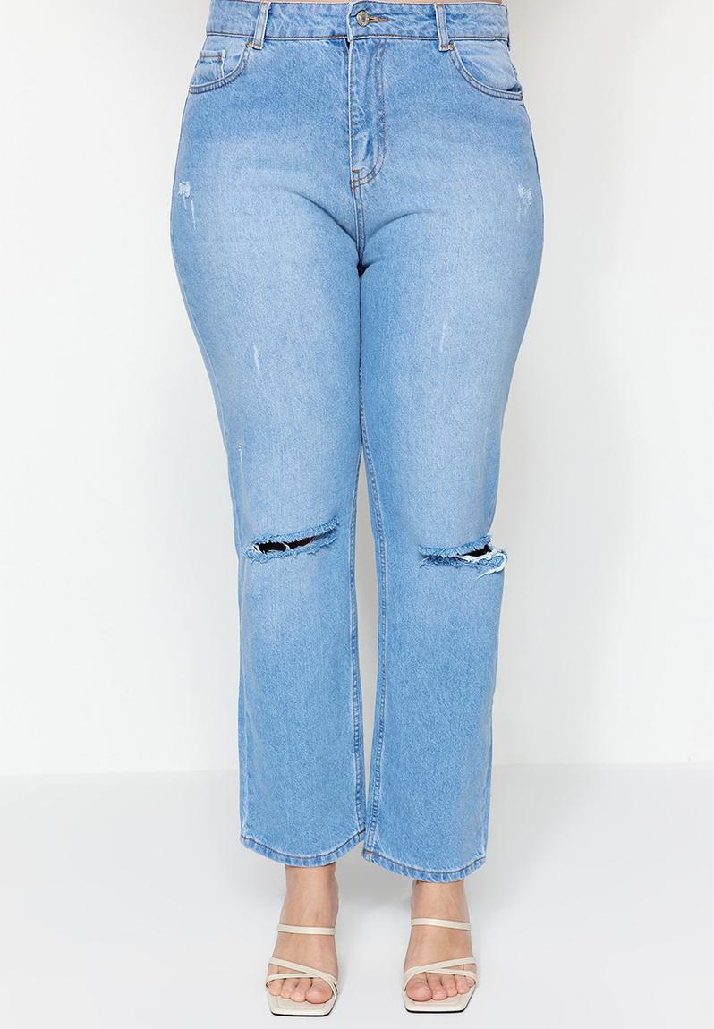 Jeans Donna TRENDYOL A Gamba Larga - Denim Blu Anni '90, 100% Cotone