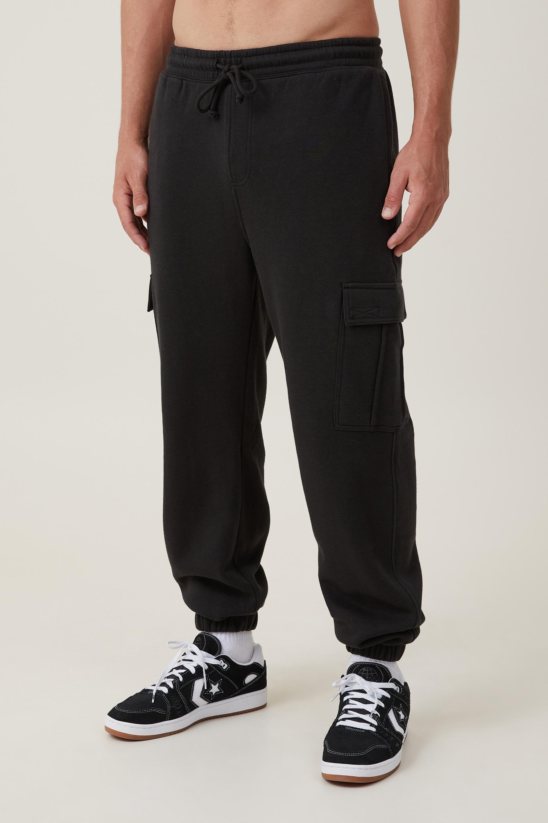 Cargo Loose Fit Track Black Cotton On Pants And Chinos 7604