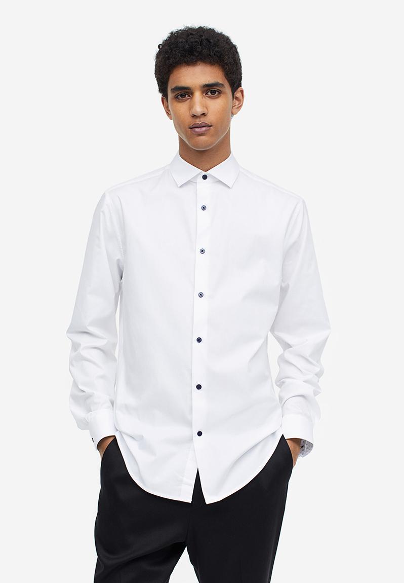 Slim fit premium cotton shirt - white - 0395127043 H&M Shirts ...